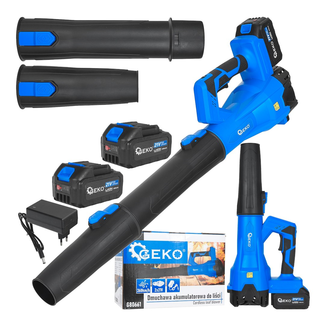 GEKO Draadloze bladblazer 21 V met 2 x 4000 mAh accu en luchtsnelheid tot 260 km/h