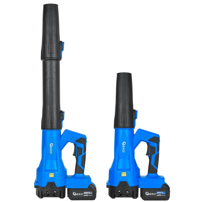 GEKO Draadloze bladblazer 21 V met 2 x 4000 mAh accu en luchtsnelheid tot 260 km/h