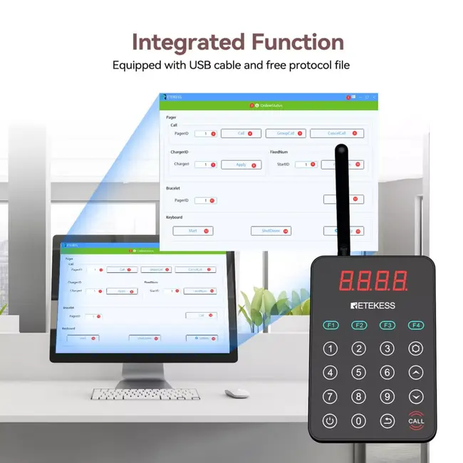 Retekess Horeca oproepsysteem - polycarbonaat - IP67 waterdicht, 500 m - zwart - 10 ontvangers - muurmontage, uitbreidbaar