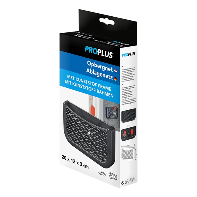 ProPlus Handig opbergnet - kunststof frame - 20 x 12 x 3 cm - eenvoudig te monteren - ideaal voor auto en camper