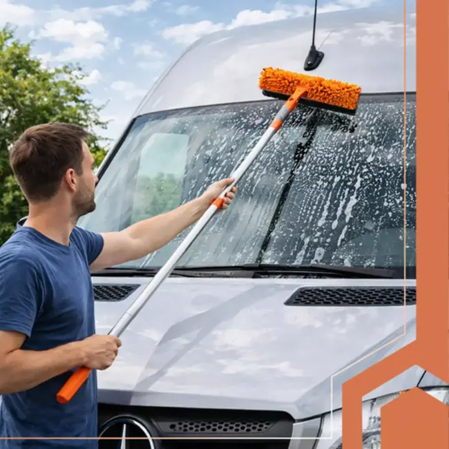 Ruhhy Telescopische raamwisser 1,8 m met 180° draaikop en microvezel hoezen voor streeploos resultaat