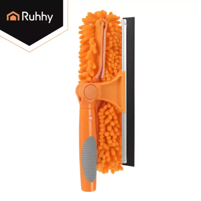 Ruhhy Telescopische raamwisser 1,8 m met 180° draaikop en microvezel hoezen voor streeploos resultaat