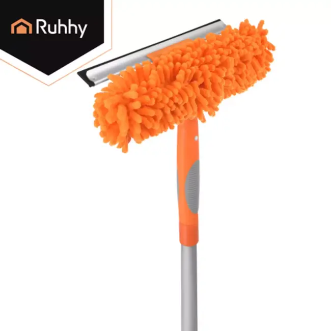 Ruhhy Telescopische raamwisser 1,8 m met 180° draaikop en microvezel hoezen voor streeploos resultaat