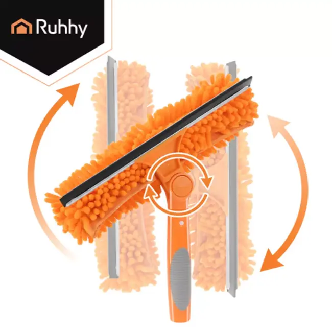 Ruhhy Telescopische raamwisser 1,8 m met 180° draaikop en microvezel hoezen voor streeploos resultaat