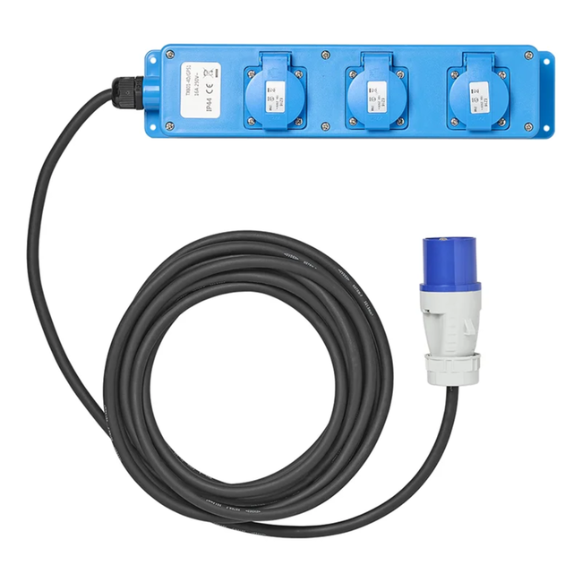 ProPlus Stekkerdoos - 3-weg Schuko - 5 meter - IP44 - Neopreen kabel