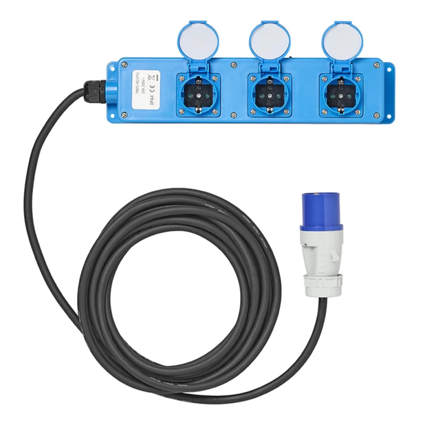 ProPlus Stekkerdoos - 3-weg Schuko - 5 meter - IP44 - Neopreen kabel