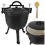 Kaminer Zwarte gietijzeren kookketel 8 liter met deksel en poten voor kampvuur en tuin
