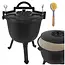 Kaminer Zwarte gietijzeren kookketel 8 liter met deksel en poten voor kampvuur en tuin