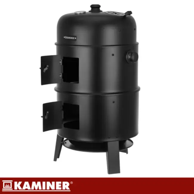 Kaminer Zwarte BBQ  houtskool grill smoker 80 cm met 2 roosters en 8 haken voor barbecu