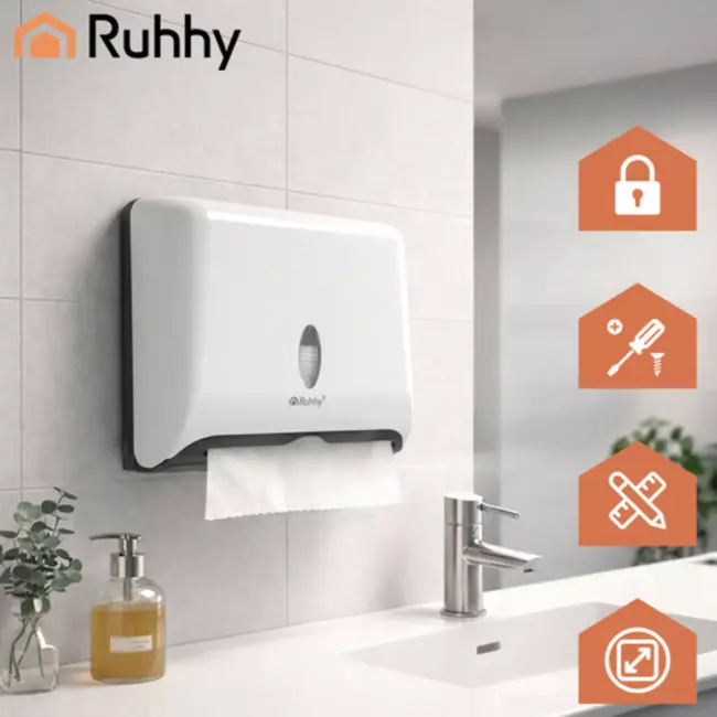 Ruhhy handdoek dispenser wit 27 cm voor ZZ gevouwen papieren handdoeken
