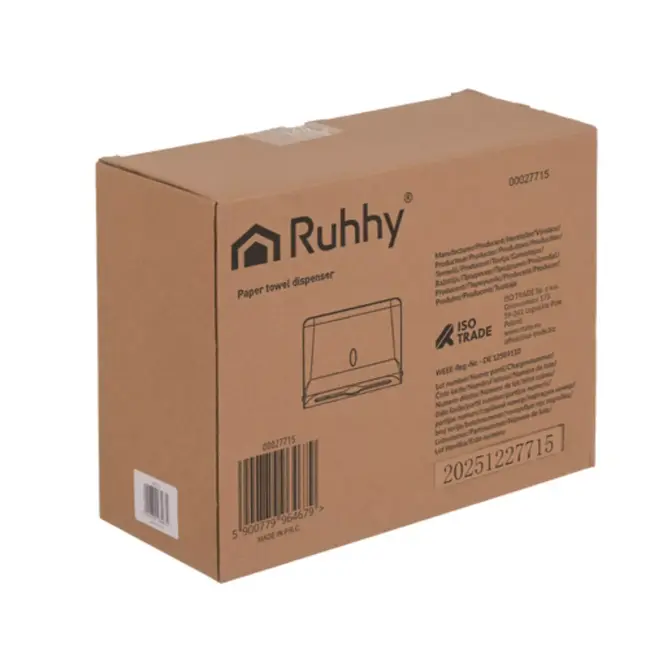 Ruhhy handdoek dispenser wit 27 cm voor ZZ gevouwen papieren handdoeken