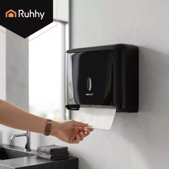Ruhhy zwarte handdoek dispenser 27 cm voor ZZ gevouwen papieren handdoeken