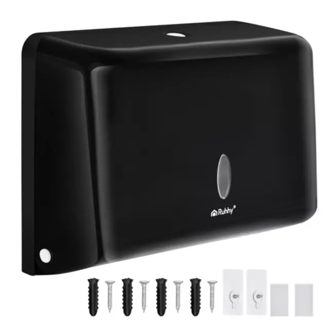 Ruhhy zwarte handdoek dispenser 27 cm voor ZZ gevouwen papieren handdoeken