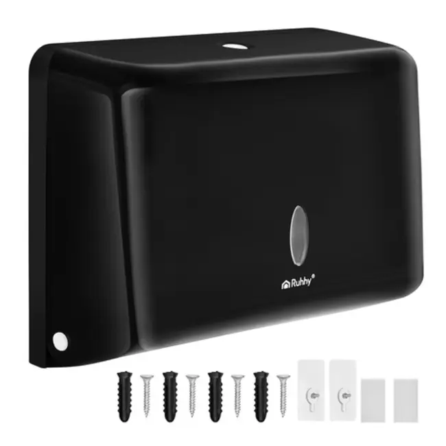 Ruhhy zwarte handdoek dispenser 27 cm voor ZZ gevouwen papieren handdoeken