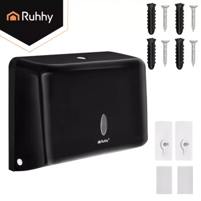 Ruhhy zwarte handdoek dispenser 27 cm voor ZZ gevouwen papieren handdoeken