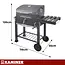 Kaminer Zwarte houtskool barbecue 116 x 70 x 110 cm met thermometer en zijtafel