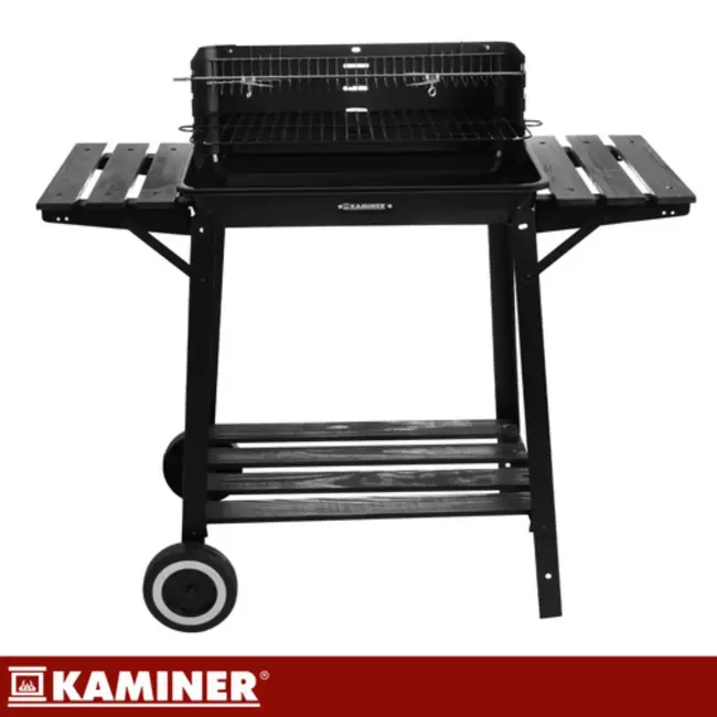 Kaminer Zwarte houtskool barbecue 93 x 41 x 86 cm met spit en rooster