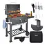 Kaminer Zwarte houtskool barbecue 114 x 67 x 120 cm met thermometer en zijtafel