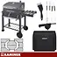 Kaminer Zwarte houtskool barbecue 114 x 67 x 120 cm met thermometer en zijtafel