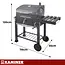 Kaminer Zwarte houtskool barbecue 114 x 67 x 120 cm met thermometer en zijtafel