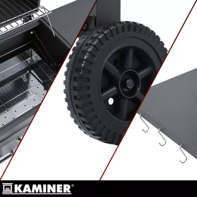 Kaminer Zwarte houtskool barbecue 105 x 110 x 50 cm met thermometer en zijplanken