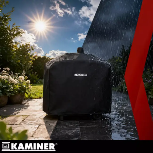 Kaminer Zwarte houtskool barbecue 105 x 110 x 50 cm met thermometer en zijplanken