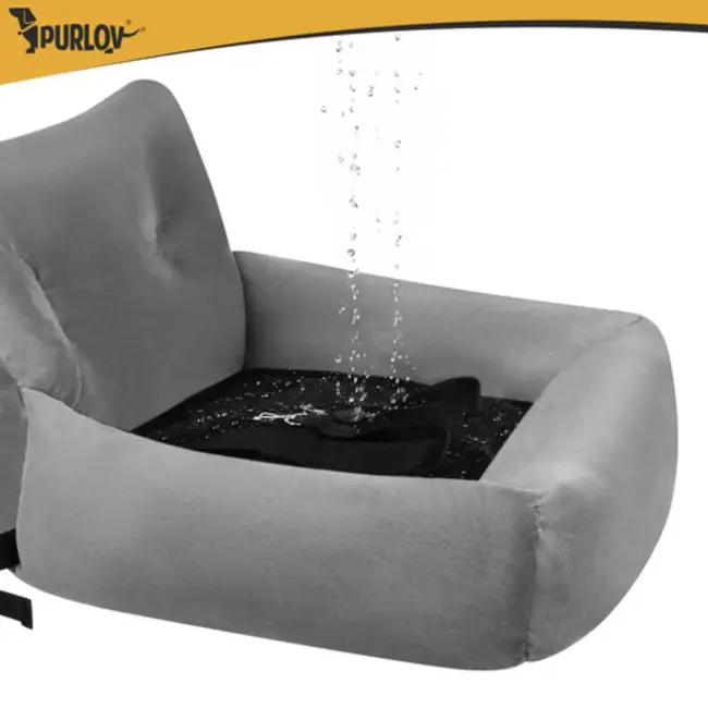 Purlov Auto zitje voor hond met gordelbevestiging en kussen - Grijs -  maat L