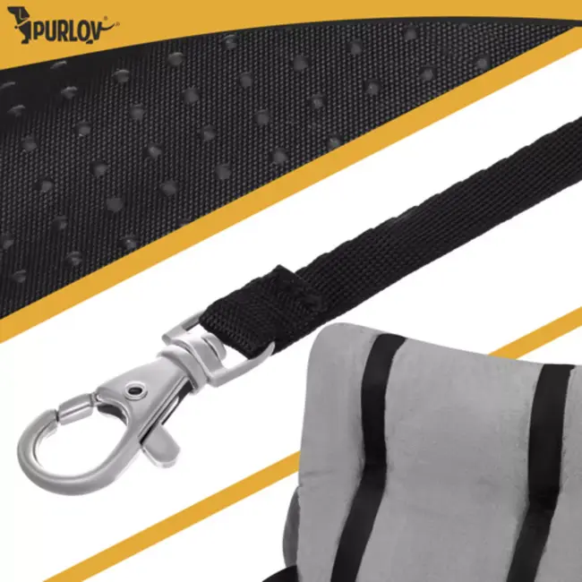 Purlov Autostoel hond 44 x 35 x 30 cm grijs met riem en kussen voor veilig vervoer kleine dieren