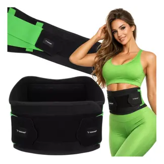 Trizand Zwart groene afslankband 120 cm met verstelbare taille 80 tot 110 cm voor fitness en ondersteuning