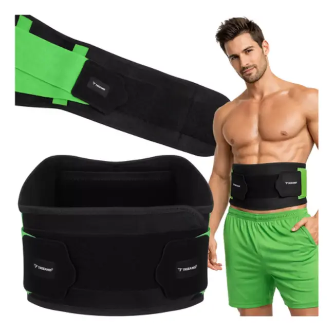 Trizand Zwart groene afslankband 120 cm met verstelbare taille 80 tot 110 cm voor fitness en ondersteuning