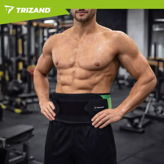 Trizand Zwart groene afslankband 120 cm met verstelbare taille 80 tot 110 cm voor fitness en ondersteuning