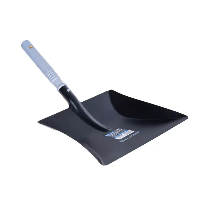 GEKO Zwarte as schep 22 x 23,5 cm met houten steel voor haard en kachel