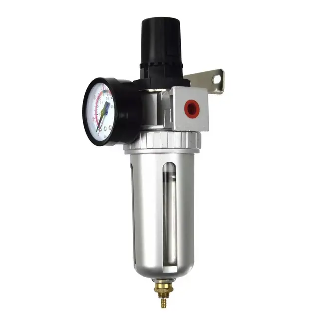 GEKO Luchtdrukregelaar 3/8 aluminium met filter en manometer tot 10 bar voor compressor