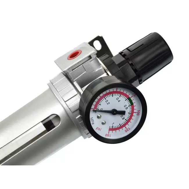 GEKO Luchtdrukregelaar 3/8 aluminium met filter en manometer tot 10 bar voor compressor