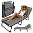 Trizand Opvouwbare ligstoel met kussen 192 x 68 x 28 cm grijs met 4 standen en draagvermogen 120 kg