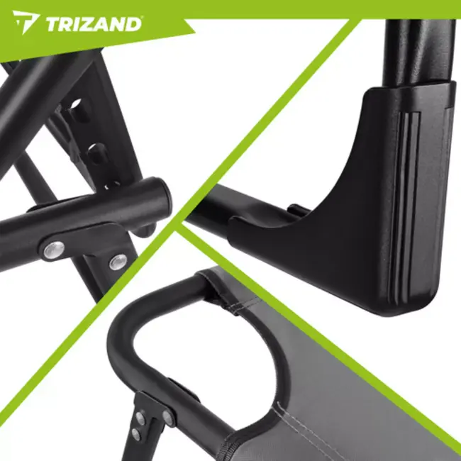 Trizand Opvouwbare ligstoel met kussen 192 x 68 x 28 cm grijs met 4 standen en draagvermogen 120 kg