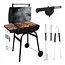 Kaminer Houtskool barbecue met thermometer en accessoires zwart 82 x 51 x 117 cm voor buitengebruik