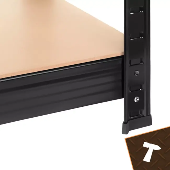 Bigstren Grote stellingkast zwart 220 x 100 x 45 cm met 5 verstelbare planken voor garage en magazijn