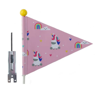 Pexkids Fietsvlag voor kinderen - Unicorn design - Deelbaar - Veiligheid en zichtbaarheid - Roze