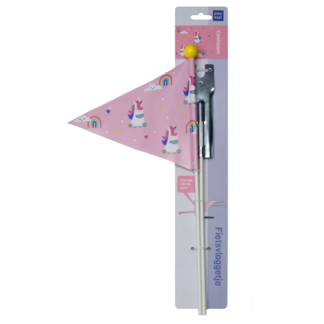 Pexkids Fietsvlag voor kinderen - Unicorn design - Deelbaar - Veiligheid en zichtbaarheid - Roze