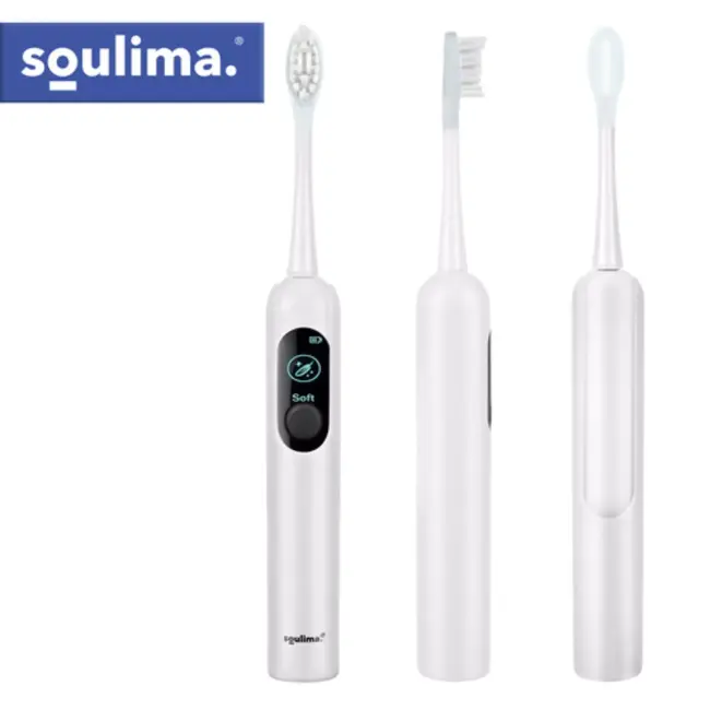 Soulima Sonische tandenborstel wit met 6 opzetborstels en inductielader voor dagelijks gebruik