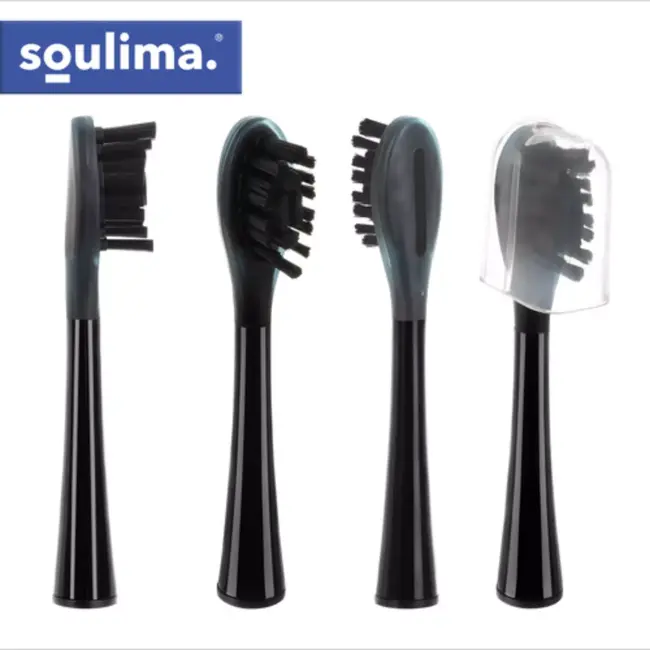 Soulima Sonische tandenborstel zwart met 6 opzetborstels en inductielader voor dagelijkse mondverzorging