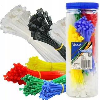 GEKO Kleurrijke kabelbinders set - 600 stuks - Zelfsluitend - Polyamide - Diverse maten