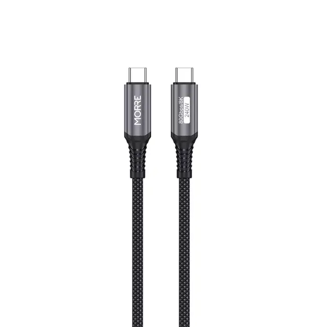 MORRE Zwarte USB-C kabel 1 m met 240 W snelladen 80 Gbps data en 8K video voor laptop en monitor
