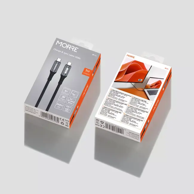 MORRE Zwarte USB-C kabel 1 m met 240 W snelladen 80 Gbps data en 8K video voor laptop en monitor