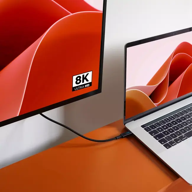 MORRE Zwarte USB-C kabel 1 m met display voor opladen data en beeld tot 240 W en 40 Gbps