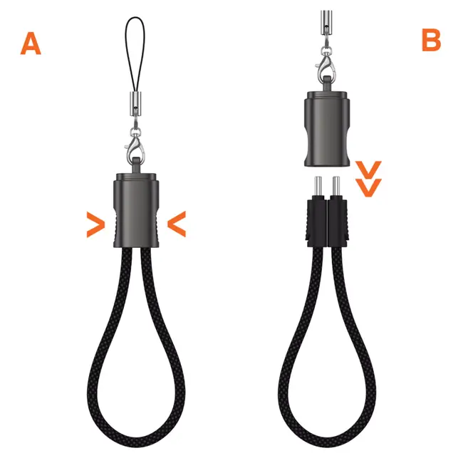 MORRE Compacte USB-C keychain kabel 0,2 m voor opladen en dataoverdracht