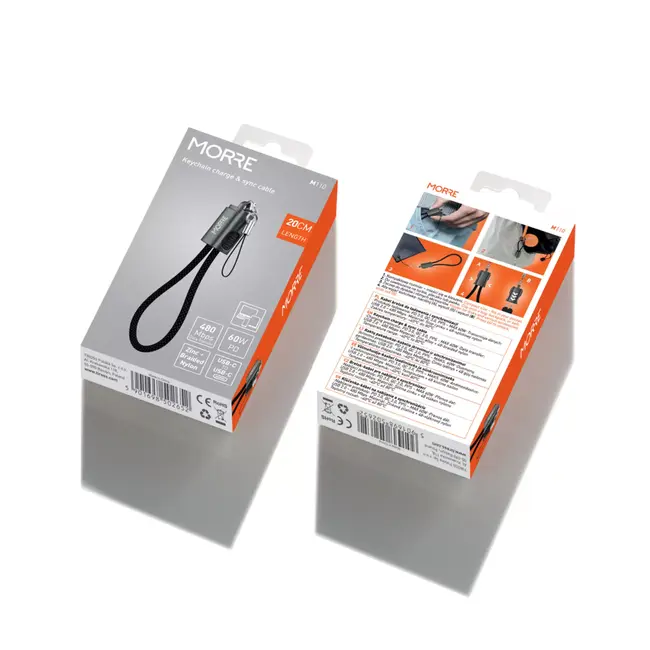 MORRE Compacte USB-C keychain kabel 0,2 m voor opladen en dataoverdracht