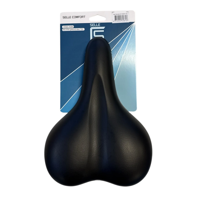 Selle Comfortabel fietszadel met gel vulling - 26 x 18 cm - Zwart