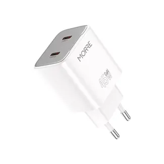 MORRE Witte dubbele USB-C oplader 45 W GaN snellader voor thuis en kantoor